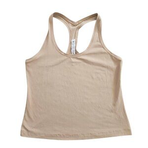 Lululemon Scoop Neck Racerback Tank Top Tan Sz 14 Gym Workout Yoga Outdoors run